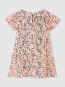 John Lewis Kids' Sequin Party Dress, Rose Gold/Multi