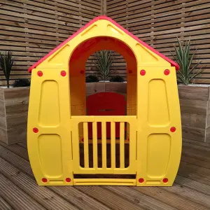 1.09m Yellow & Red Kids Indoor Outdoor Plastic Wendy House Magical Playhouse