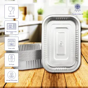 20 Pk Coppice Strong Aluminium Foil Containers for Air Fryer, BBQ & Food Storage 20cm x 13cm x 4cm. Freezer, Microwave & Oven Safe