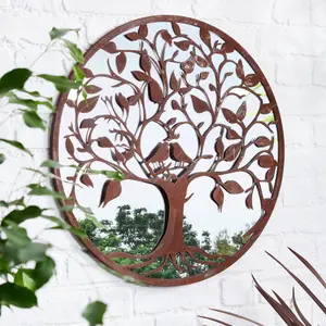 Vintage Style Tree of Love Round Indoor Bathroom Mirror Hallway Home Decor Bedroom Mirror 60cm