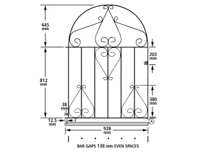 CLEVE Metal Scroll Low Bow Top Garden Gate 991mm GAP x 1257mm High CLBZP53