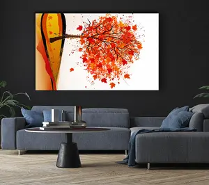 Autumn Orange Tree Canvas Print Wall Art - Medium 20 x 32 Inches