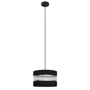 Luminosa Helen Cylindrical Pendant Ceiling Light Black, Silver 25cm