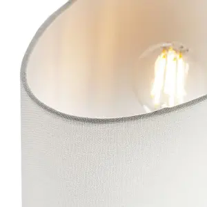 Contemporary and Stylish Ivory White Linen Fabric Oval Lamp Shade - 30cm Width