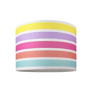 Modern and Cute Multi Coloured Rainbow Stripe Cotton Fabric Lamp Shade - 10