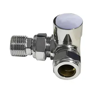 Right Radiators Chrome Corner Thermostatic Valve Radiator Valves with Lockshield Valve 15mm x 1/2"