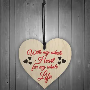 Red Ocean Whole Heart Whole Life Wooden Hanging Heart Plaque