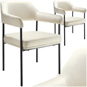 armchair Doé, upholstered, steel legs - velvet look off-white