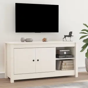 Berkfield TV Cabinet White 103x36.5x52 cm Solid Wood Pine