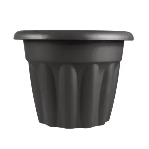 simpa 2PC Graphite Vista Round Plastic Planters 33cm (Dia)