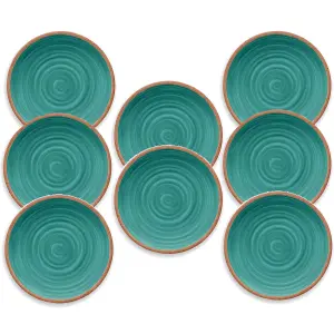 Purely Home Rustic Swirl Turquoise Melamine Side/Salad Plates - Set of 8