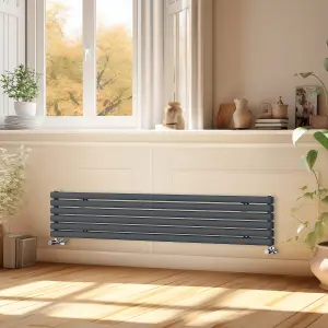 Right Radiators 1800x354 mm Horizontal Vertical Oval Column Radiator Double Panel Rads Anthracite