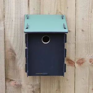 Eco Small Bird Box with 32mm Hole - Recycled LDPE Plastic/Wood - L17 x W17 x H26 cm