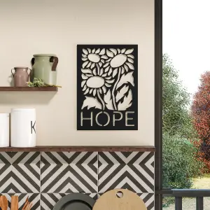 Decortie Modern Hope Metal Art Wall Home Decorative Ornament, Black