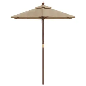 Berkfield Garden Parasol with Wooden Pole Taupe 196x231 cm