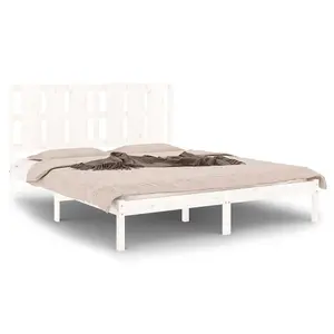 Berkfield Bed Frame White Solid Wood Pine 160x200 cm