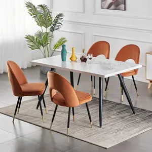 Zackery Velvet Upholstered Dining Chair (Set of 2) Orange