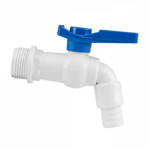 3/4" BSPM Faucet Tap with Valve for Buckets Water Tank Butt Bucket Garden (White, Small)