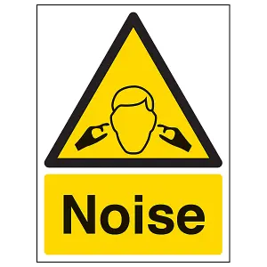 Noise Warning Sign for Machinery - Rigid Plastic - 150x200mm (x3)