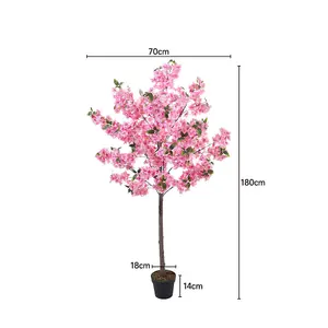 180cm H Realistic Artificial Plant Cherry Blossom Tree in Pot for Decoration Living Room