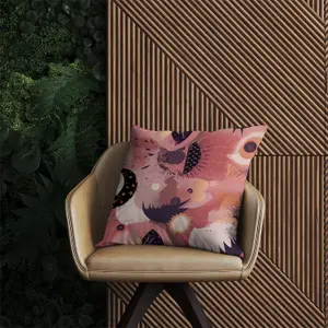 Abstract Red Pink Pattern Outdoor Cushion 45cm x 45cm