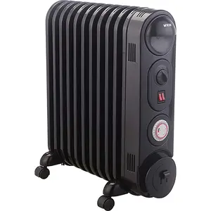 Mylek Oil Filled Radiator Electric Heater, Portable, Thermostat and 24hr Timer by Mylek 2500w Black