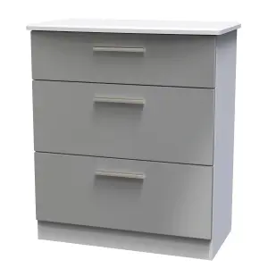 Harrow 3 Drawer Deep Chest in Grey Gloss (Ready Assembled)