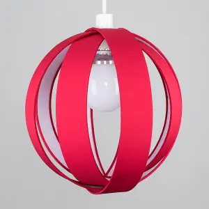 ValueLights J90 Red Ceiling Pendant Shade and E27 GLS LED 10W Warm White 3000K Bulb