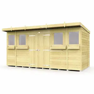 14 x 6 Feet Pent Summer Shed - Wood - L178 x W417 x H201 cm