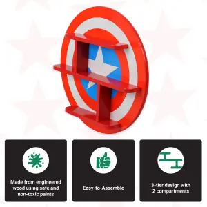 Disney Marvel Avengers Captain America Small Wall Shelf, Wall Mounted Kids' Bookshelf and Storage Shelf