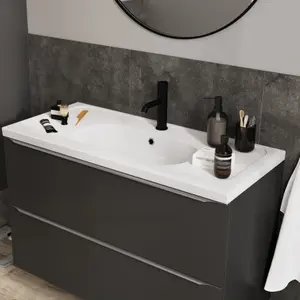 GoodHome Levanna Gloss White Rectangular Vanity Basin (W)100.6cm