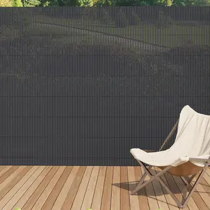 Dark Grey PVC Privacy Fence Sun Blocked Garden Screen Panel Blindfold for Balcony L 3m x H 1.5m