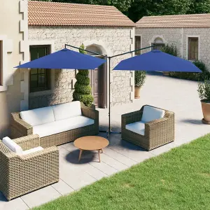 Berkfield Double Parasol with Steel Pole Azure Blue 600x300 cm