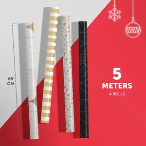 Kraft & Co 4 pack 44cm x 5M of Gift Wrapping Paper