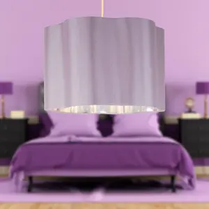 First Choice Lighting Blush Pink with Chrome Inner Scalloped Pendant Shade