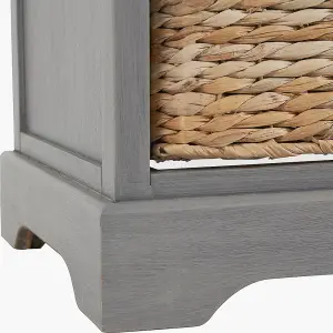 Grey Wood 2 Drawer 4 Basket Unit