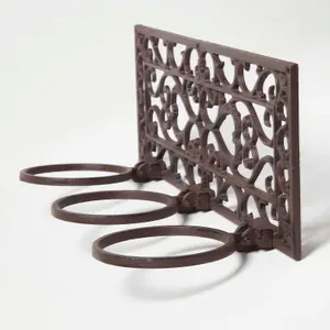 Homescapes Brown Cast Iron Parisian Style Flowerpot Holder