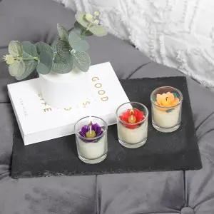 Votive Candles Unscented Lotus Flower Themed Set of 3 by Laeto Ageless Aromatherapy - FREE DELIVERY INCLUDED