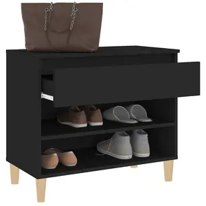 Berkfield Shoe Cabinet Black 70x36x60 cm Engineered Wood