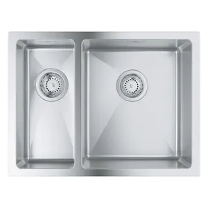 Grohe K700U Stainless Steel Stainless steel 2 Bowl Kitchen sink RH 450mm x 595mm