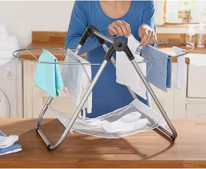 Countertop Drying Rack - Tabletop Clothes Horse Airer with Mesh Shelf and Drying Wings 74 x 43 x 41cm