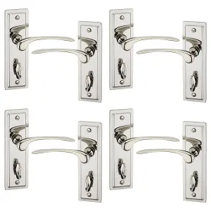 URBNLIVING 159mm Length 8 Pcs Como Metal & Polished Nickel Lever Latch Bathroom Door Handles Set