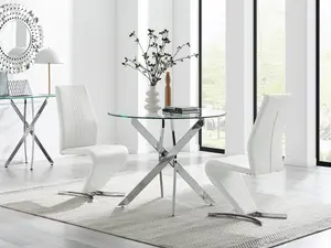 Furniturebox UK Novara 100cm Round Dining Table & 2 White Willow Chairs