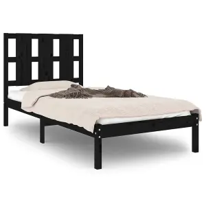 Berkfield Bed Frame Black Solid Wood Pine 100x200 cm