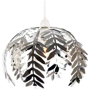 Traditional Fern Leaf Design Ceiling Pendant Light Shade in Silver Chrome Finish