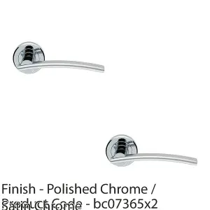 2 PACK - PAIR Arched Slim Bar Door Handle on Round Rose Polished & Satin Chrome