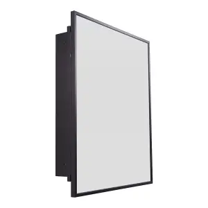 71cm H Black Wall-Mount Rectangular Bathroom Storage Mirror Cabinet