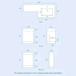 Nes Home 1100mm Right Hand Freestanding White Basin Vanity Unit with WC Unit & BTW Toilet