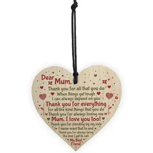 Red Ocean Mum Mummy Gift From Son Daughter Handmade Wooden Heart Sign Keepsake Gift For Birthday Mothers Day