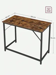 VASAGLE Computer Desk, Writing Desk, Small Office Table, Simple Assembly, Steel, Industrial Design, Rustic Brown And Black